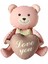 Love You Yazılı Retro Karamel Kalpli Pembe Oturan Ayı Folyo Balon 1