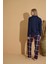 Milan Kumaş Önden Düğmeli Uzun Kollu E. Lacivert Pijama Takımı - 7520 3
