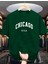 Chicago Yazı Detaylı Basic T-Shirt 1