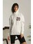 Unisex Kapşonlu Baskılı Weetshirt Beyaz 2