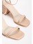 Nude Kadın 8 cm Kalın Topuklu Ayakkabı 4
