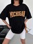 Unisex Bisiklet Yaka Baskılı Oversize Thirt Beyaz 3