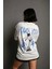 Unisex Bisiklet Yaka Baskılı Oversize Thirt Beyaz 2