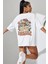Unisex Baskılı Oversize Thirt Beyaz 3