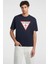 Guess Erkek Lacivert Üçgen Logolu T-Shirt 2