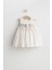 Kız Bebek Nostalgia Elbise Bej Renk - Fiyonk ve Dantel Detaylı Çizgili Tasarım 1