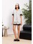 Saten Biyeli Kadın Pijama Şort Takımı - 1300 1