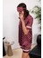 Bordo Saten Biyeli Kadın Pijama Şort Takımı 1325 2