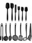 Siyah Silikon Spatula Seti-Siyah Teflon Kepçe Seti- Teflon Maşalar- Teflon Çırpıcı 1