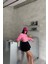 Crop Yan Çift Kemer Detaylı Pembe Poplin Gömlek 2