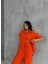 Omuz Midye Sıralı Bluz - Paça Pensli Pantolon - Orange 2