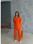 Omuz Midye Sıralı Bluz - Paça Pensli Pantolon - Orange 3