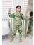 Isob Yeşil Dinozor Desenli %100 Pamuk Erkek Çocuk Pijama Takımı 3-8 Yaş 32232-Y 2