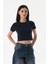 Basic Bisiklet Yaka Crop Tişört 1