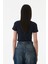 Basic Bisiklet Yaka Crop Tişört 4