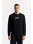 Erkek Siyah Bisiklet Yaka Baskılı Bi Stretch Interlok Sweatshirt A51y1204 1