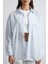 Oversize Pamuklu Gömlek Açık Mavi 5