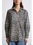 Leopar Desenli Saten Gömlek Bej 2