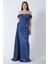 Indigo Drape Detaylı Saten Kumaş Abiye Elbise 9704858.98 3