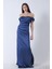 Indigo Drape Detaylı Saten Kumaş Abiye Elbise 9704858.98 5