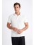 Slim Fit Dar Kesim Polo Yaka Kısa Kollu Dokulu Tişört C8573AX24SM 4