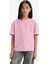 Kız Çocuk Relax Fit Bisiklet Yaka Basic Düz Kısa Kollu Tişört D9099A825SM 3