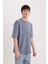 Oversize Geniş Kalıp Ütü Gerektirmeyen Bisiklet Yaka Kısa Kollu Basic Düz Ağır Kumaş Tişört X3926AZ25SP 4