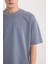 Oversize Geniş Kalıp Ütü Gerektirmeyen Bisiklet Yaka Kısa Kollu Basic Düz Ağır Kumaş Tişört X3926AZ25SP 5
