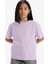 Kız Çocuk Relax Fit Bisiklet Yaka Basic Düz Kısa Kollu Tişört D9099A825SM 4