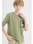 Erkek Çocuk Bisiklet Yaka Nakışlı Kısa Kollu Tişört 1