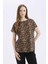 Regular Fit Leopar Desenli Bisiklet Yaka Kısa Kollu Bluz E7038AX25SP 4