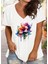 Kadın V Yaka Baskılı Siyah/beyaz Salaş Oversize T-Shirt 1