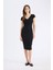 Bodycon Vücudu Saran V Yaka Fitilli Kaşkorse Kısa Kollu Midi Elbise E7368AX25SP 1