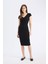 Bodycon Vücudu Saran V Yaka Fitilli Kaşkorse Kısa Kollu Midi Elbise E7368AX25SP 2
