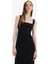 Bodycon Vücudu Saran Basic Düz Kare Yaka Askılı Maxi Elbise C5027AX25SP 4