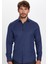 Erkek Slim Fit Dar Kesim Uzun Kollu Pamuklu Kolay Ütü Armürlü Lacivert Gömlek 3