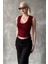 Bordo V Yaka Biyeli Kadın Atlet MG2292 3
