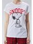 Kadın Kırmızı Ekose Snoppy Baskılı Kadın T-Şort Pantolon Takımı 4