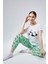 Kadın Mint Uyuyan Panda Baskılı Kadın T-Şort Pantolon Takımı 2