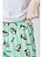 Kadın Mint Uyuyan Panda Baskılı Kadın T-Şort Pantolon Takımı 5