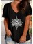 Kadın V Yaka Baskılı Siyah/beyaz Salaş Oversize T-Shirt 1
