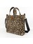 Woody Cord Leopar Desenli Büyük Boy Gabardin Tote Çanta 1