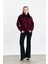 22289 Kürklü Leopar Hırka Bordo 2