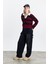 24379 Polo Yaka Çizgili Kazak Bordo 1