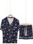 Dokuma %100 Viskon Düğmeli Kısa Kol Şort Pijama Takım 1