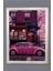 Dekoratif Modern Pembe Araba Desenli Çerçeveli Kumaş Baskı Tablo 50x70cm 1