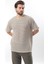 Kahverengi Bisiklet Yaka Pamuklu Çizgili Erkek T-Shirt E7121 2