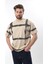 Bej Bisiklet Yaka Baskılı Basic Erkek T-Shirt E7109 1