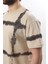 Bej Bisiklet Yaka Baskılı Basic Erkek T-Shirt E7109 3