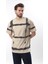Bej Bisiklet Yaka Baskılı Basic Erkek T-Shirt E7109 4